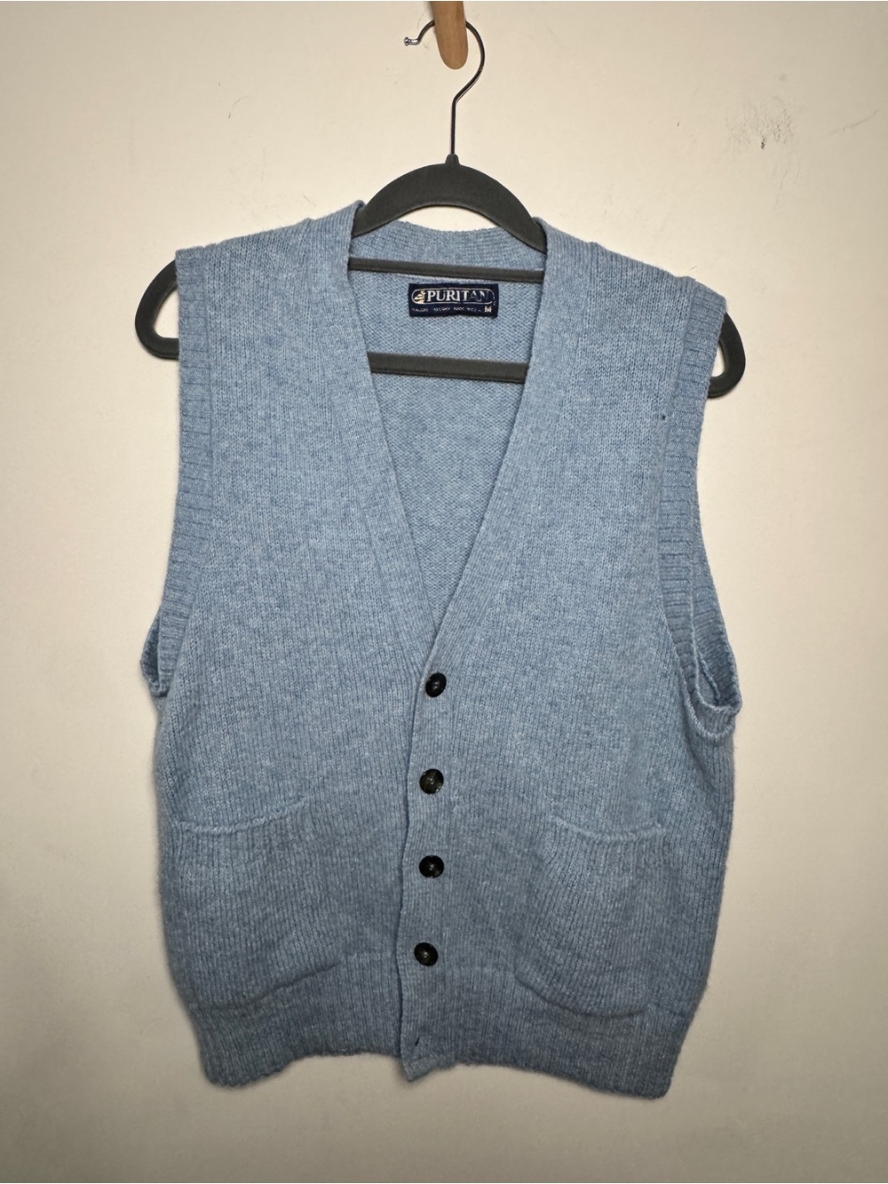 Puritan Light Blue Men's Knit Button Vest